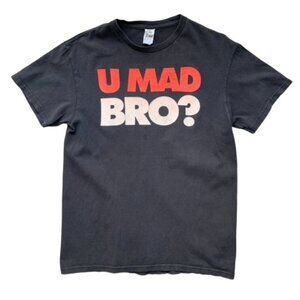 U MAD BRO Graphic T-shirt Vintage Y2k 2000s Short sleeve Black Size Medium